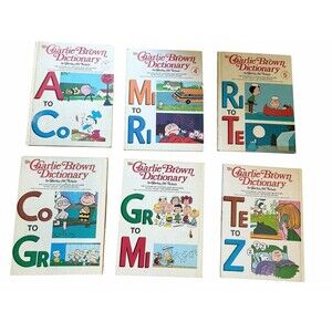 Vtg Charlie Brown Dictionary Complete Set Volumes 1-6 Books Schulz Peanuts 1973